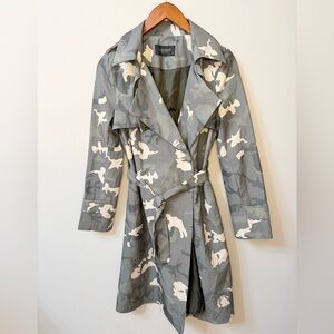 Loreen Gray Green Camouflage Belted Trench Coat Size 38